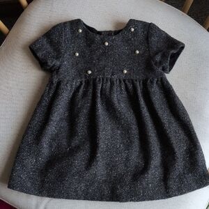 Chic Gray Dress with Pearl Accents